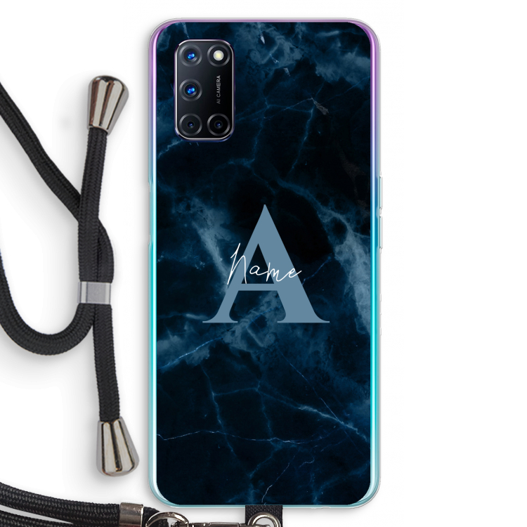 Midnight Marble: Oppo A92 Transparant Hoesje met koord