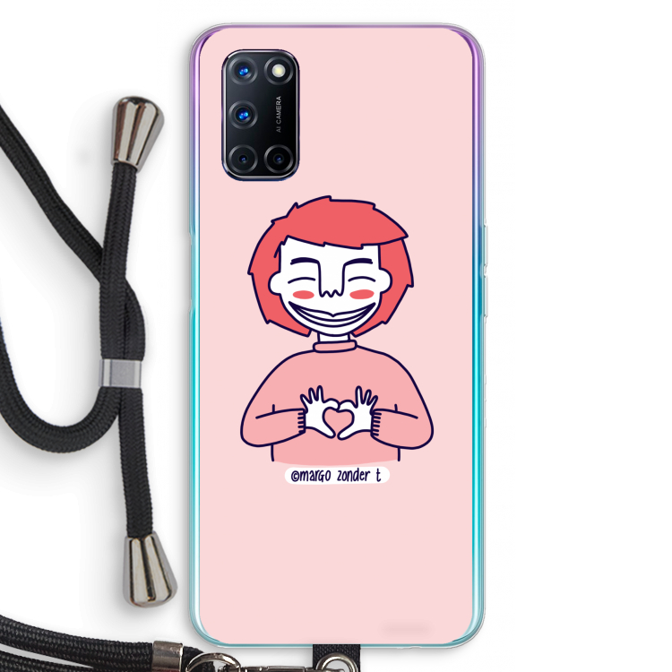 Hartje: Oppo A92 Transparant Hoesje met koord