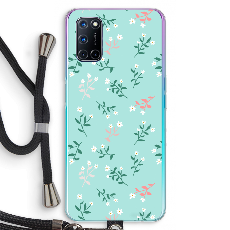Small white flowers: Oppo A92 Transparant Hoesje met koord
