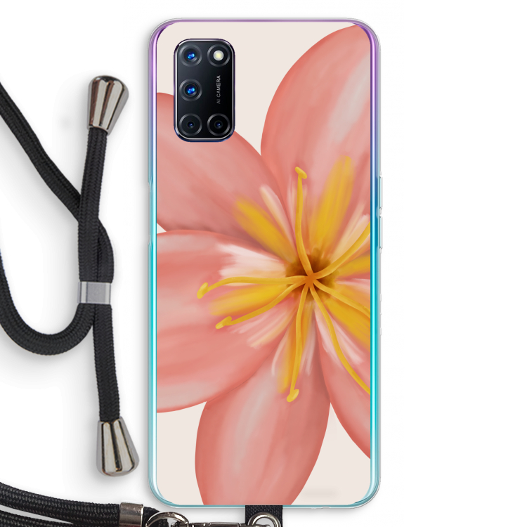 Pink Ellila Flower: Oppo A92 Transparant Hoesje met koord
