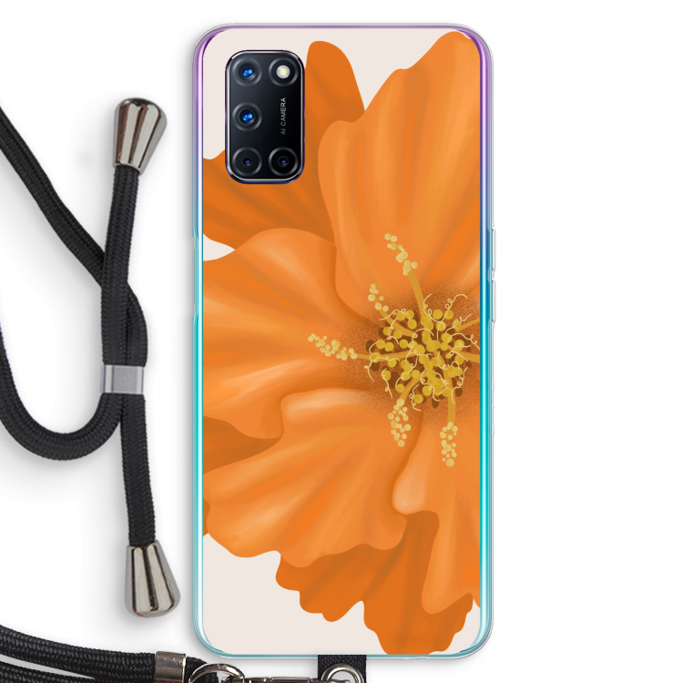 Orange Ellila flower: Oppo A92 Transparant Hoesje met koord