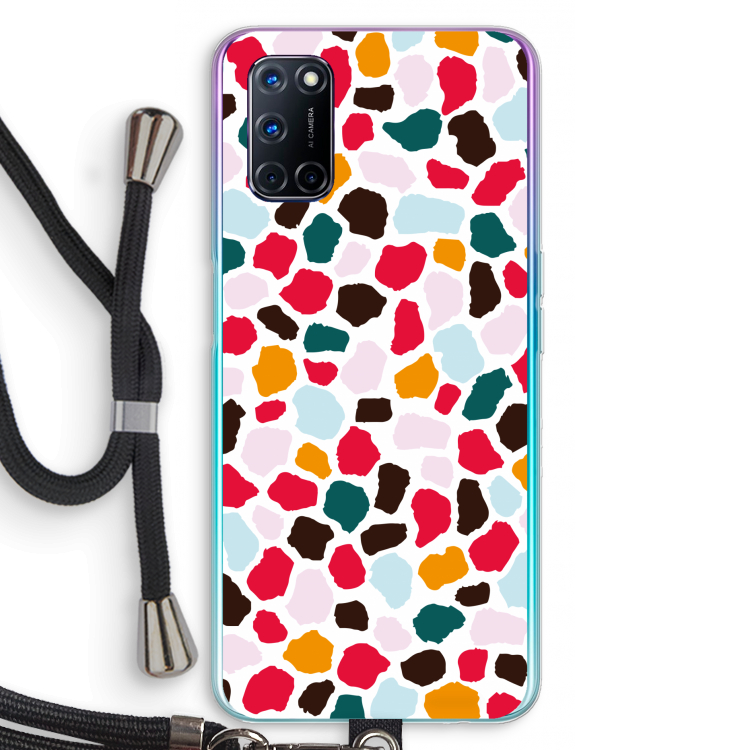 Colored Giraffe: Oppo A92 Transparant Hoesje met koord