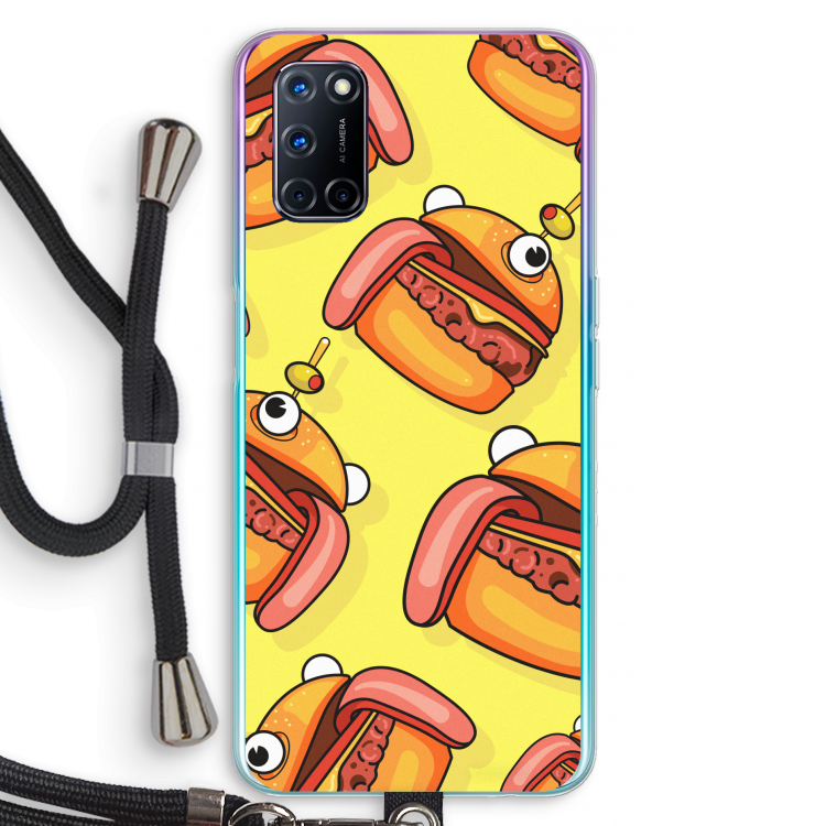 Hamburger: Oppo A92 Transparant Hoesje met koord