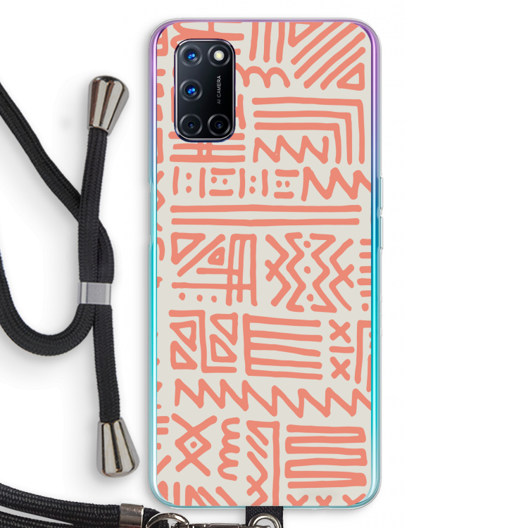 Marrakech Pink: Oppo A92 Transparant Hoesje met koord