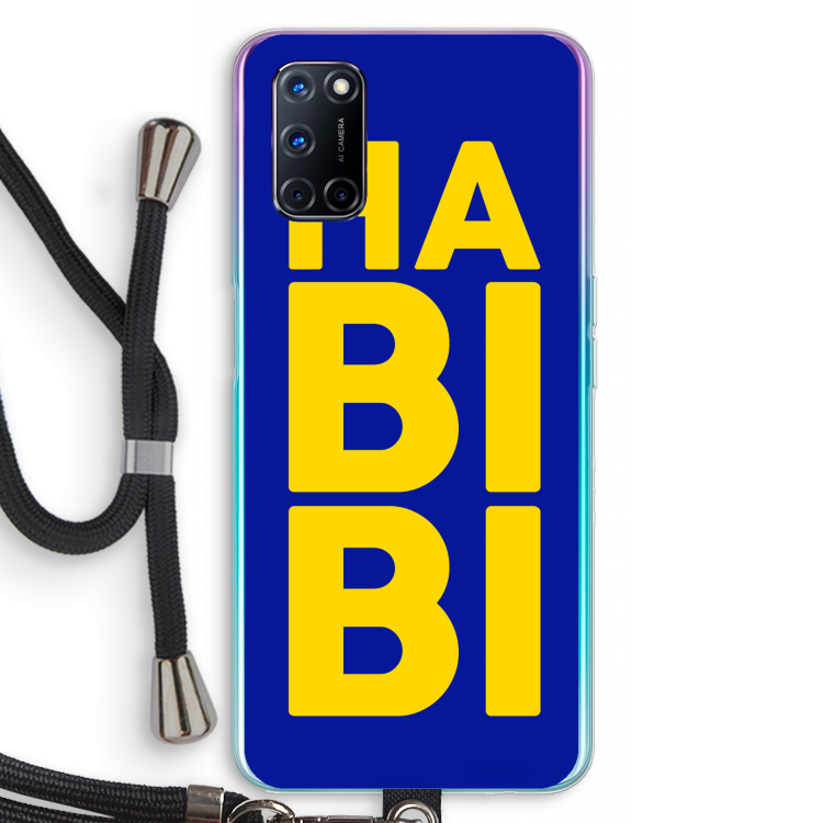 Habibi Blue: Oppo A92 Transparant Hoesje met koord