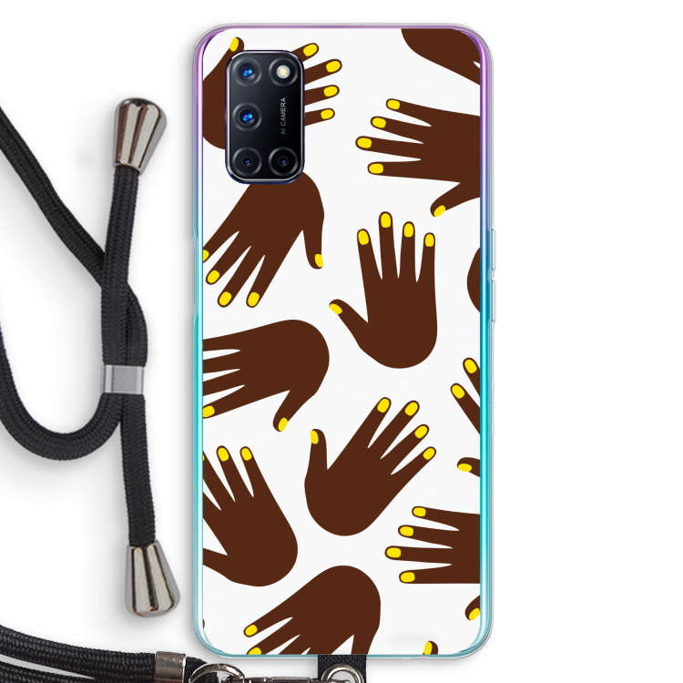 Hands dark: Oppo A92 Transparant Hoesje met koord