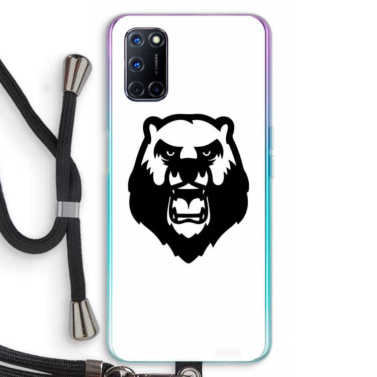 Angry Bear (white): Oppo A92 Transparant Hoesje met koord