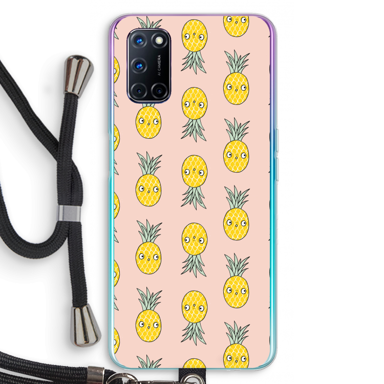 Ananas: Oppo A92 Transparant Hoesje met koord