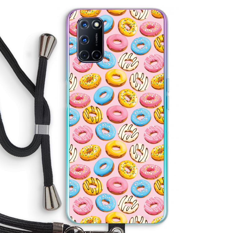 Pink donuts: Oppo A92 Transparant Hoesje met koord