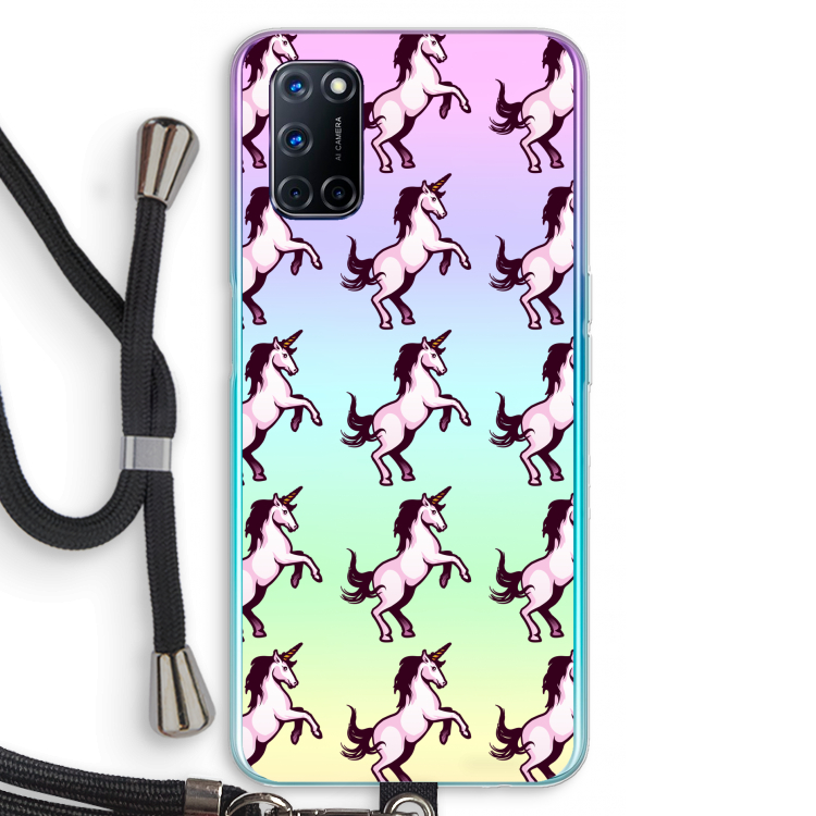 Musketon Unicorn: Oppo A92 Transparant Hoesje met koord
