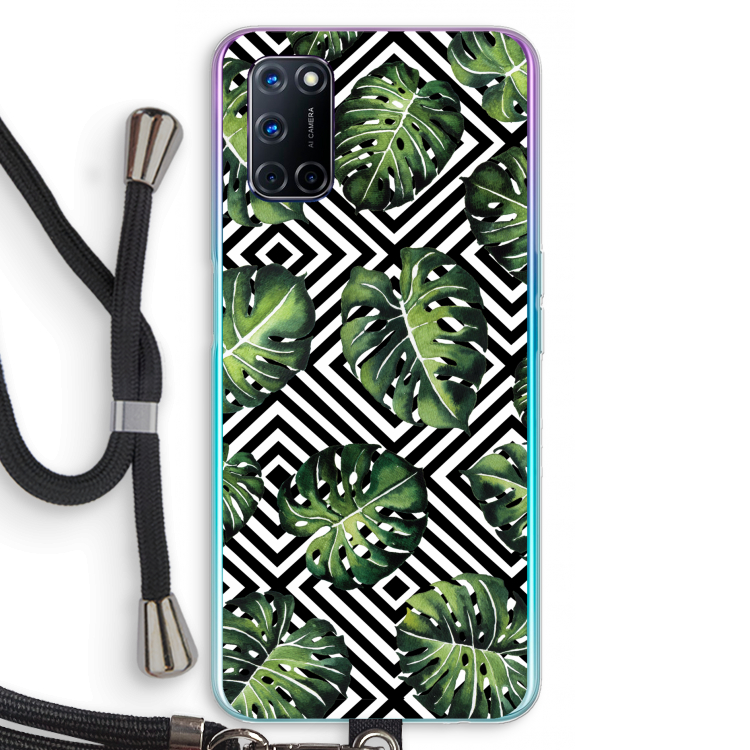 Geometrische jungle: Oppo A92 Transparant Hoesje met koord
