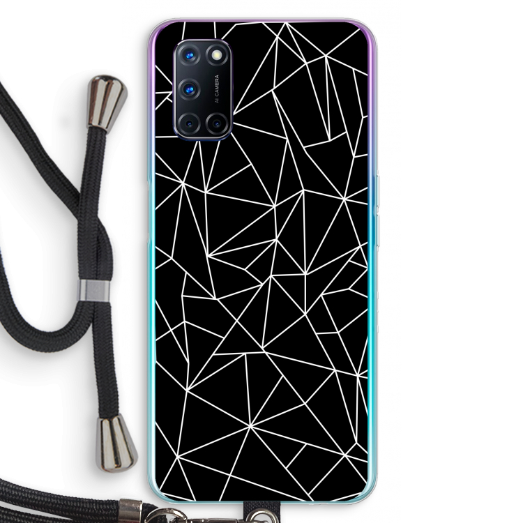 Geometrische lijnen wit: Oppo A92 Transparant Hoesje met koord