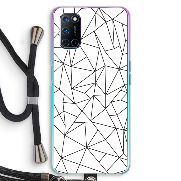 Geometrische lijnen zwart: Oppo A92 Transparant Hoesje met koord
