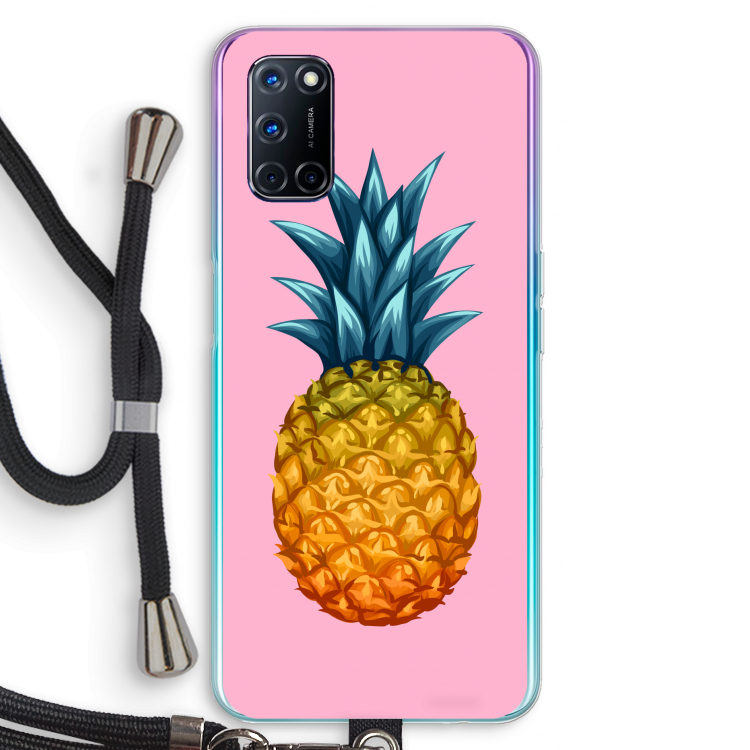 Grote ananas: Oppo A92 Transparant Hoesje met koord