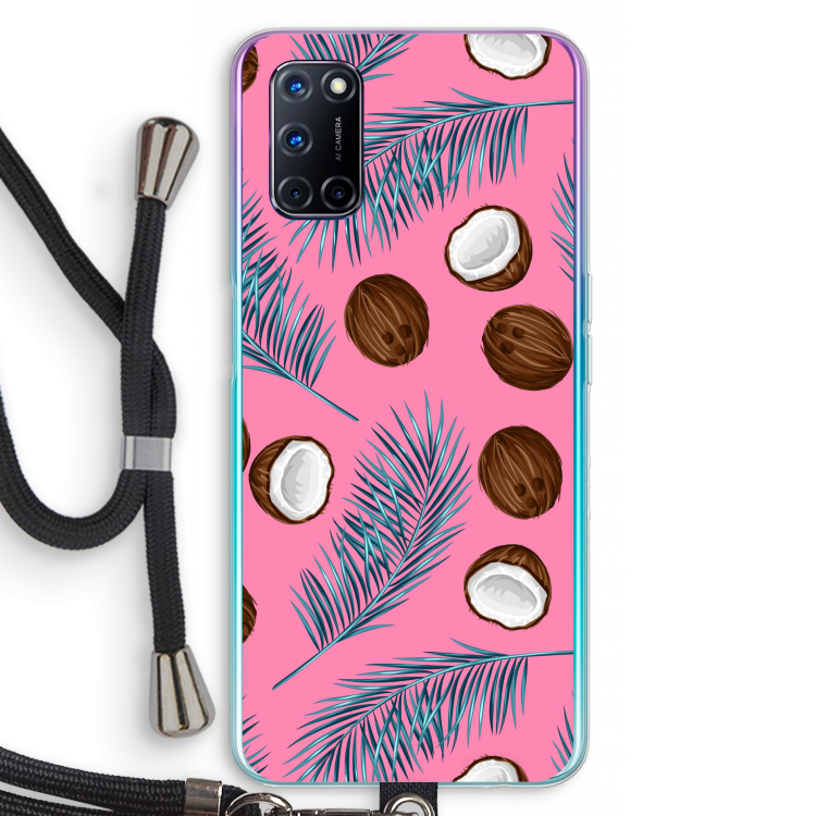 Kokosnoot roze: Oppo A92 Transparant Hoesje met koord