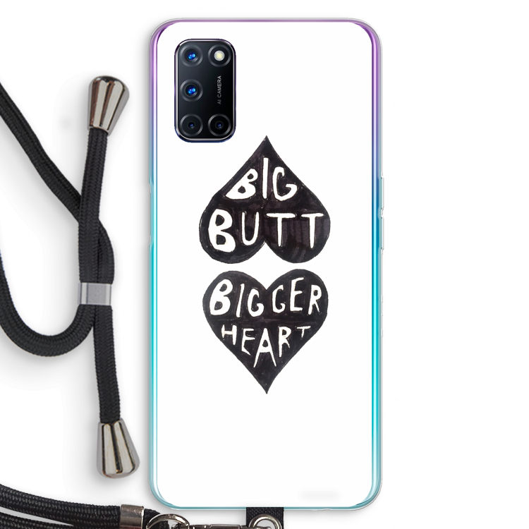 Big butt bigger heart: Oppo A92 Transparant Hoesje met koord