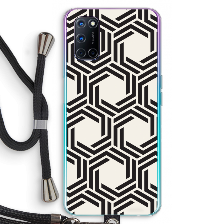 Geometrisch patroon: Oppo A92 Transparant Hoesje met koord