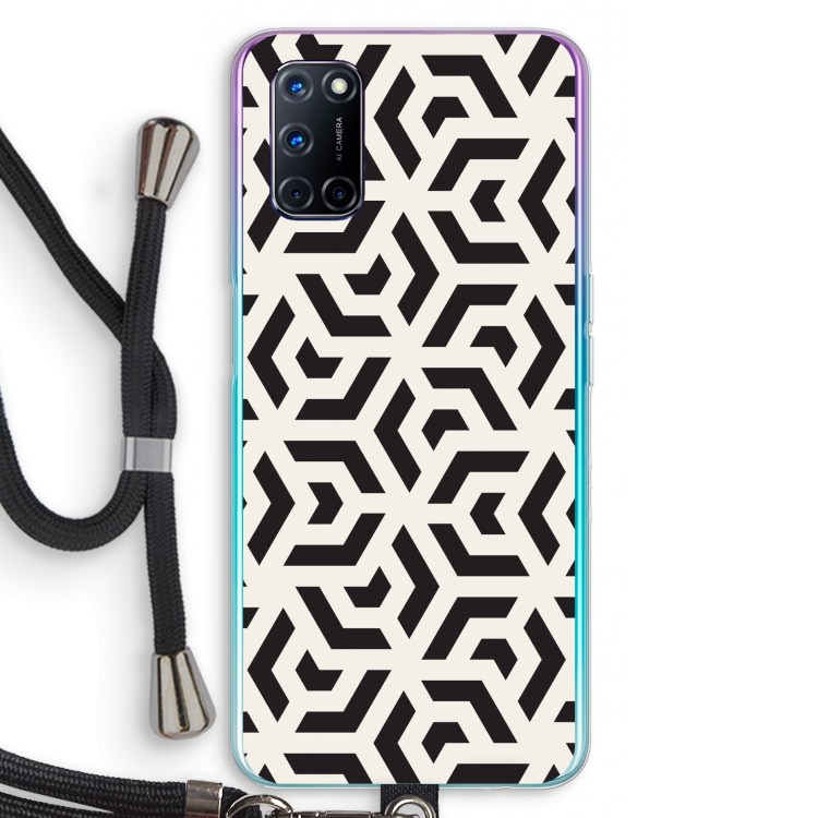 Crazy pattern: Oppo A92 Transparant Hoesje met koord
