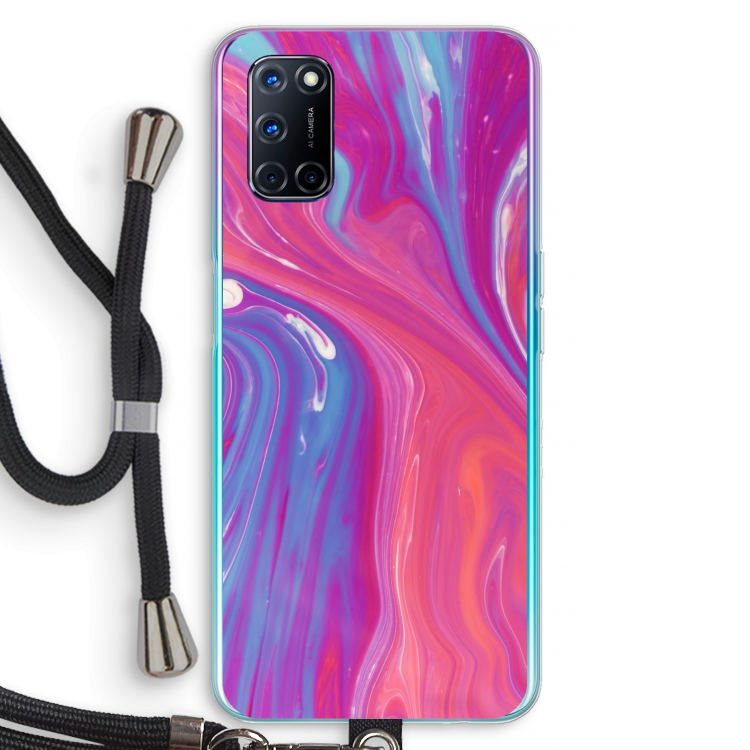Paarse stroom: Oppo A92 Transparant Hoesje met koord