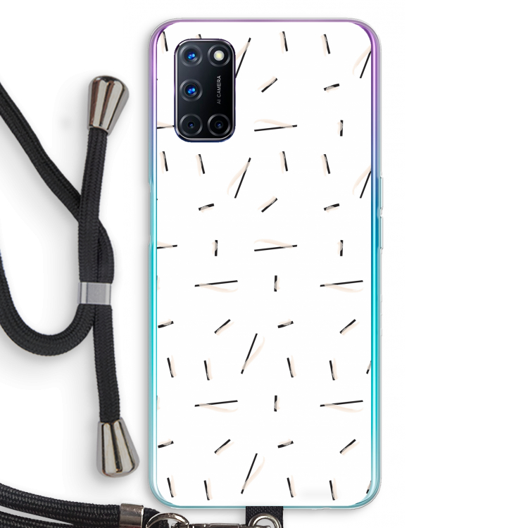 Hipster stripes: Oppo A92 Transparant Hoesje met koord
