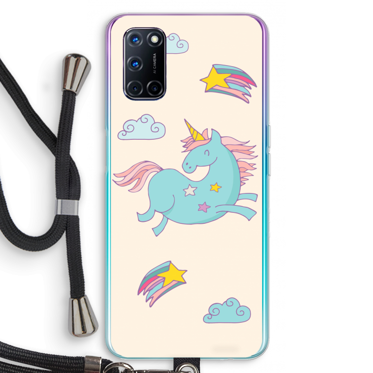 Vliegende eenhoorn: Oppo A92 Transparant Hoesje met koord