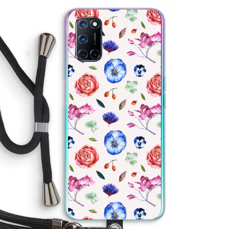 Bloemetjes: Oppo A92 Transparant Hoesje met koord