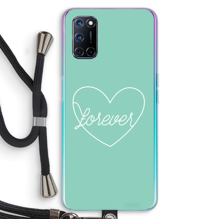 Forever heart pastel: Oppo A92 Transparant Hoesje met koord