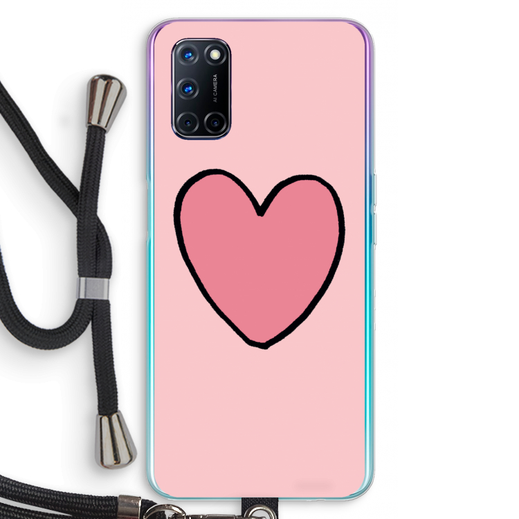 Hartje: Oppo A92 Transparant Hoesje met koord