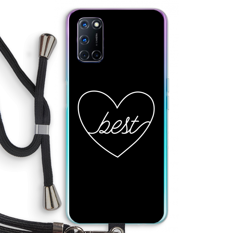 Best heart black: Oppo A92 Transparant Hoesje met koord