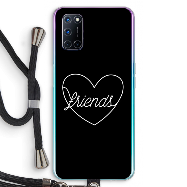 Friends heart black: Oppo A92 Transparant Hoesje met koord