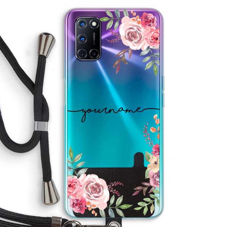 Rozen: Oppo A92 Transparant Hoesje met koord