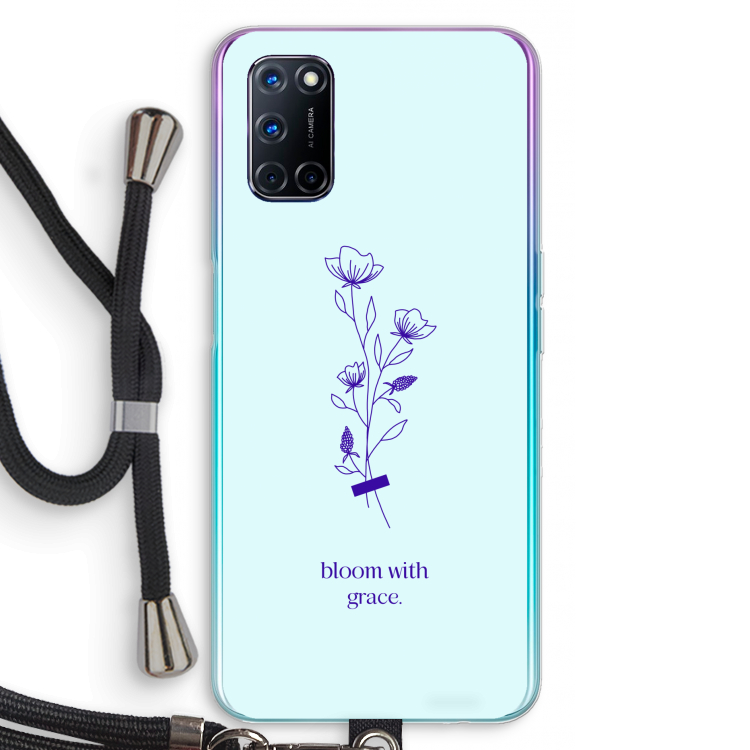 Bloom with grace: Oppo A92 Transparant Hoesje met koord
