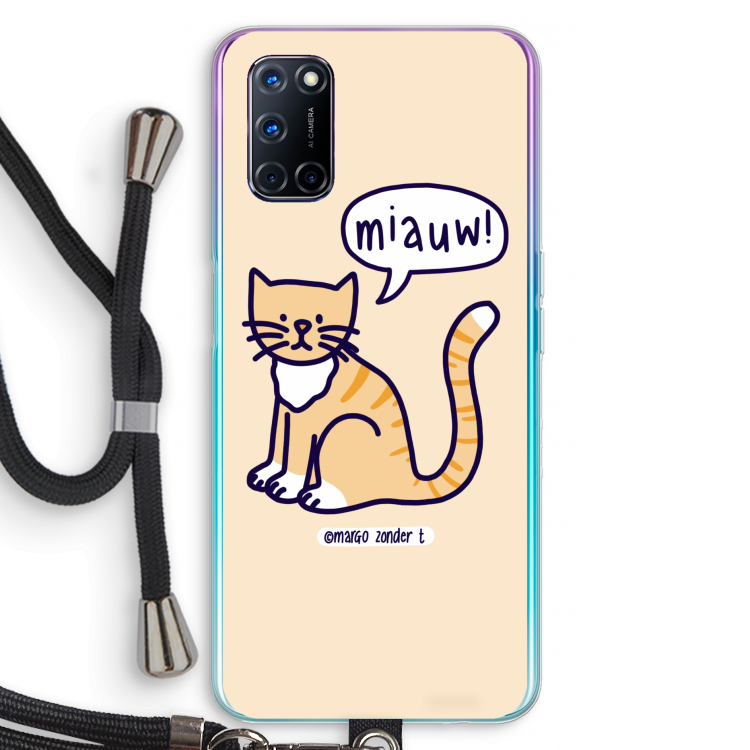 Miauw: Oppo A92 Transparant Hoesje met koord