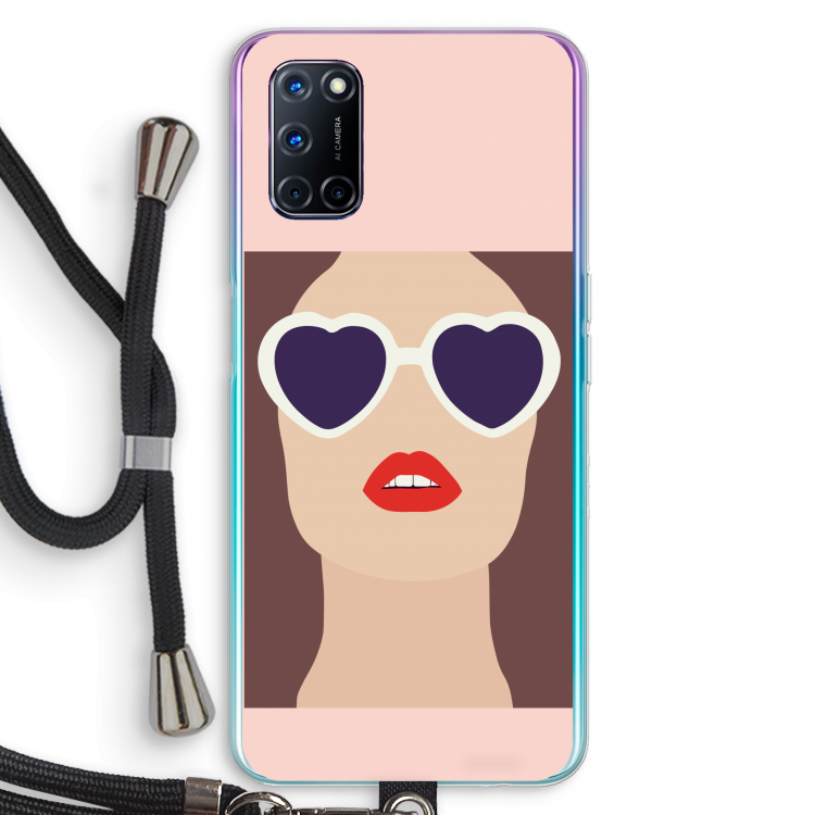 Red lips: Oppo A92 Transparant Hoesje met koord