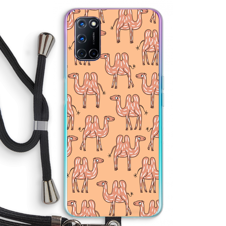 Kameel: Oppo A92 Transparant Hoesje met koord