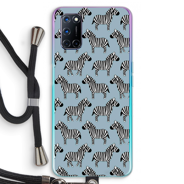 Zebra: Oppo A92 Transparant Hoesje met koord