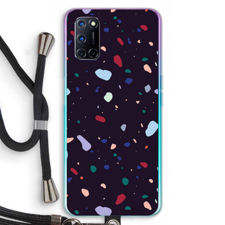 Dark Rounded Terrazzo: Oppo A92 Transparant Hoesje met koord