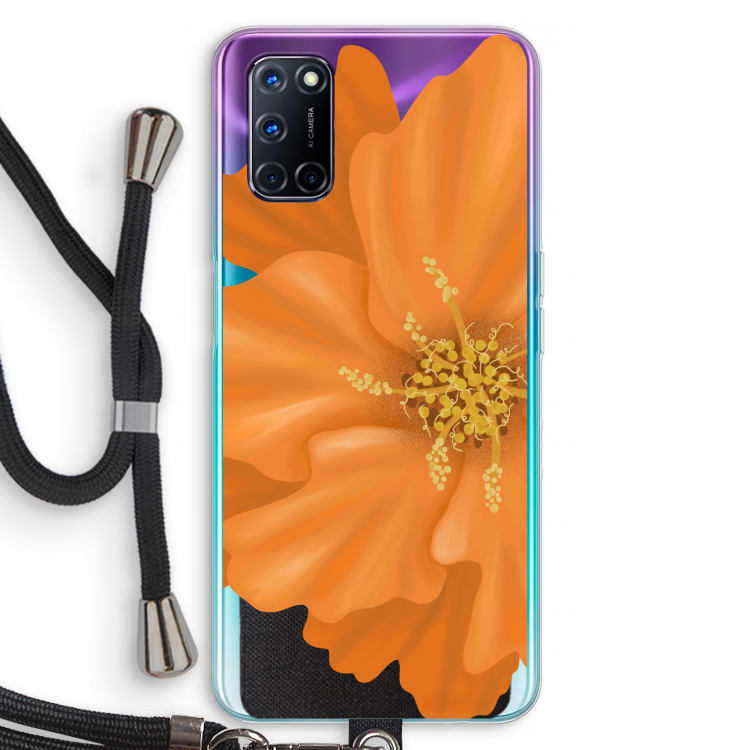 Orange Ellila flower: Oppo A92 Transparant Hoesje met koord