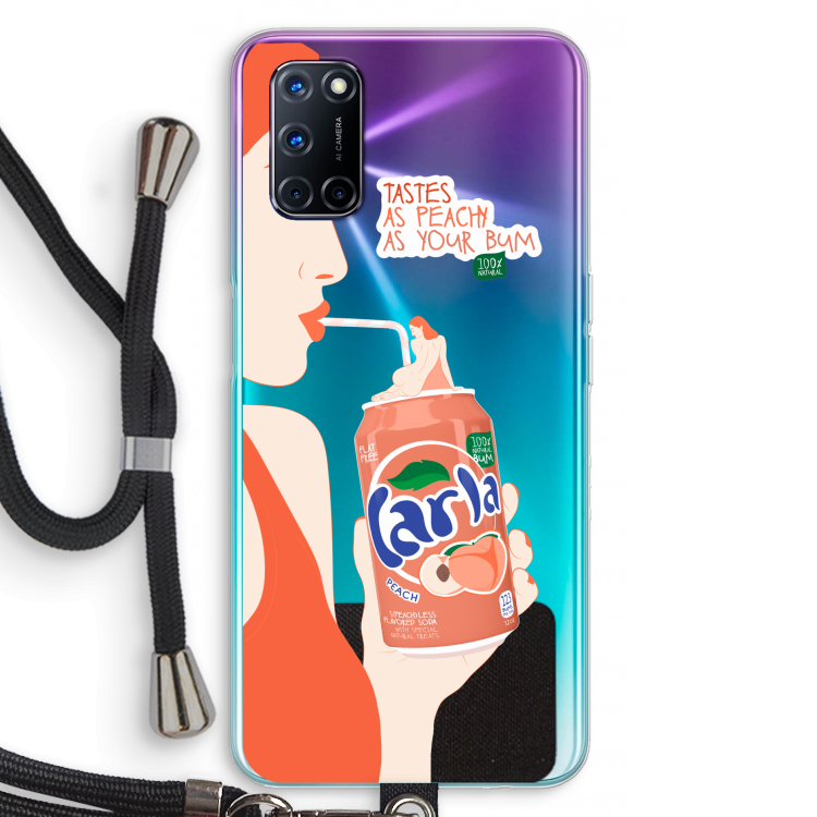 Peach please!: Oppo A92 Transparant Hoesje met koord