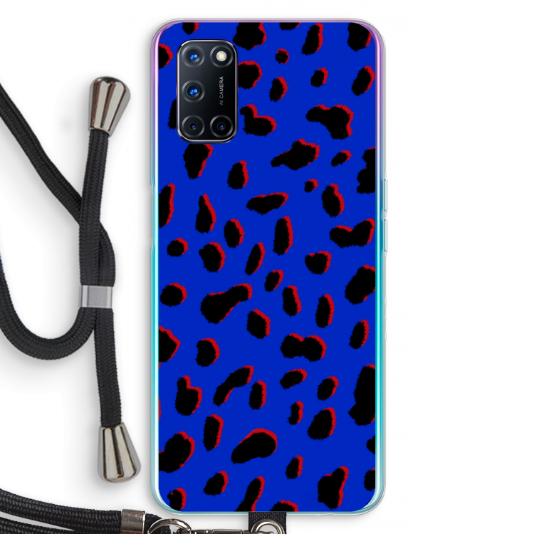 Blue Leopard: Oppo A92 Transparant Hoesje met koord