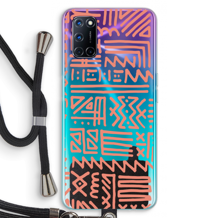 Marrakech Pink: Oppo A92 Transparant Hoesje met koord