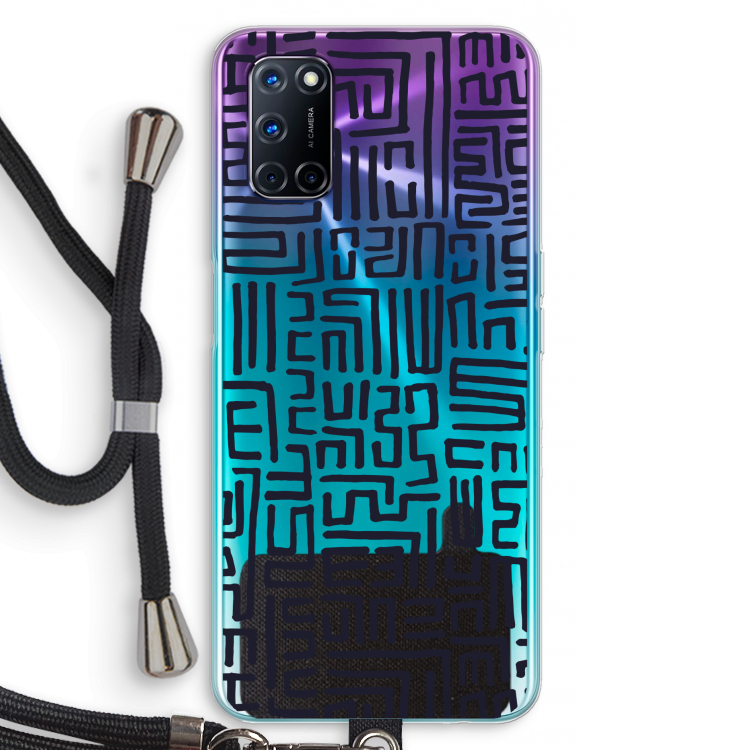 Moroccan Print: Oppo A92 Transparant Hoesje met koord