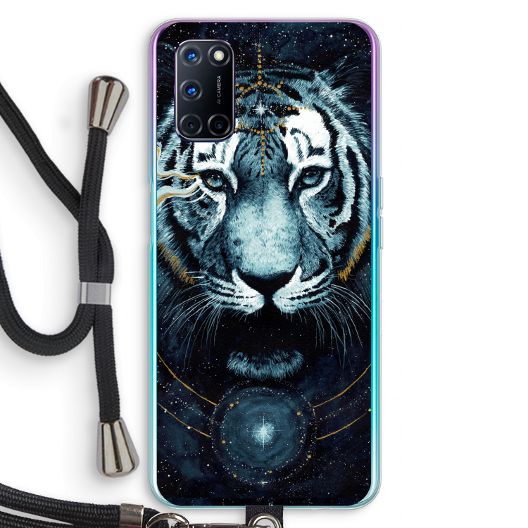 Darkness Tiger: Oppo A92 Transparant Hoesje met koord