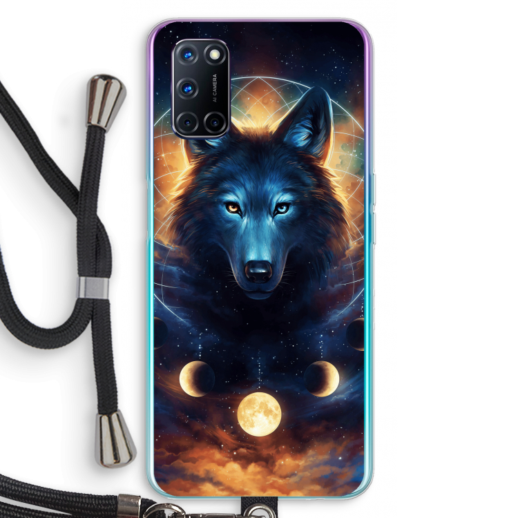 Wolf Dreamcatcher: Oppo A92 Transparant Hoesje met koord