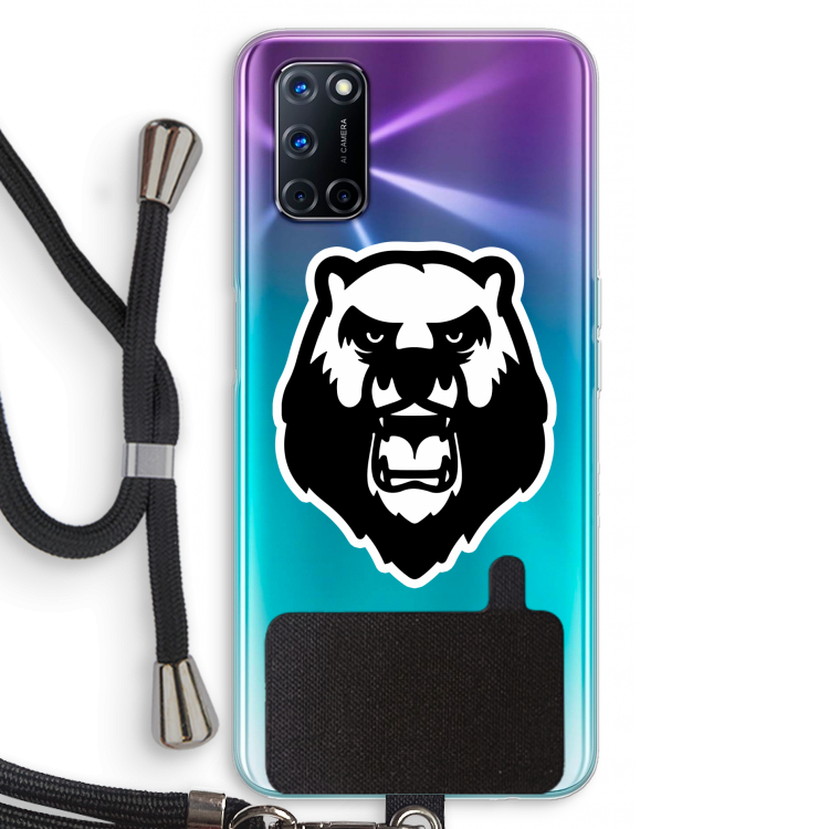 Angry Bear (white): Oppo A92 Transparant Hoesje met koord