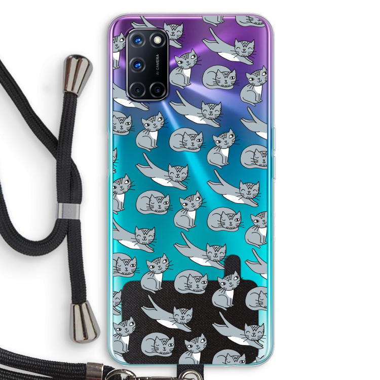 Poezen: Oppo A92 Transparant Hoesje met koord