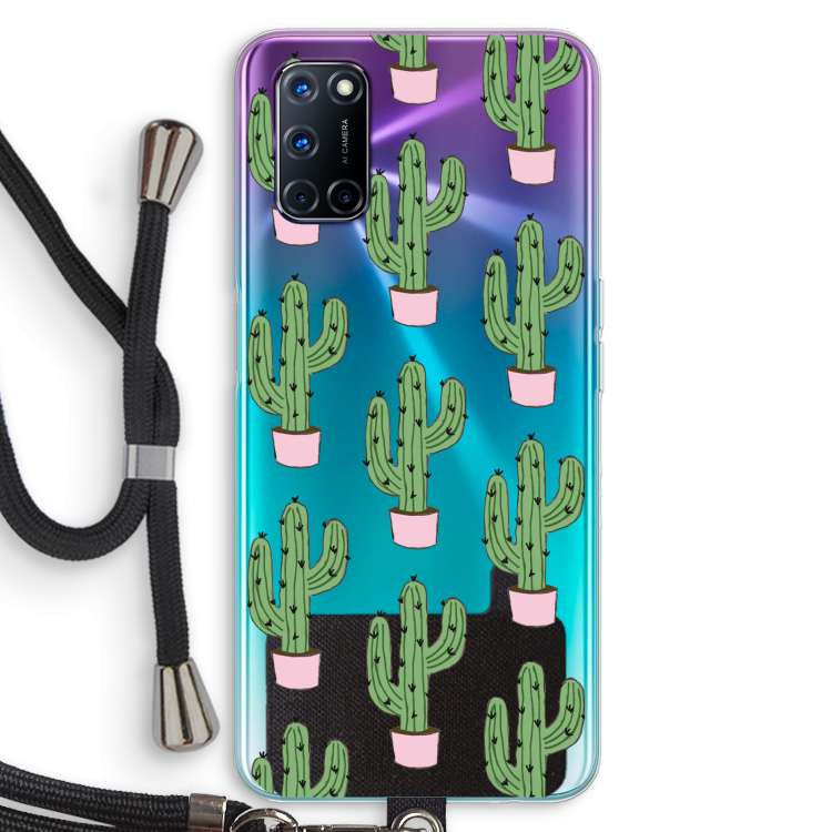 Cactus Lover: Oppo A92 Transparant Hoesje met koord