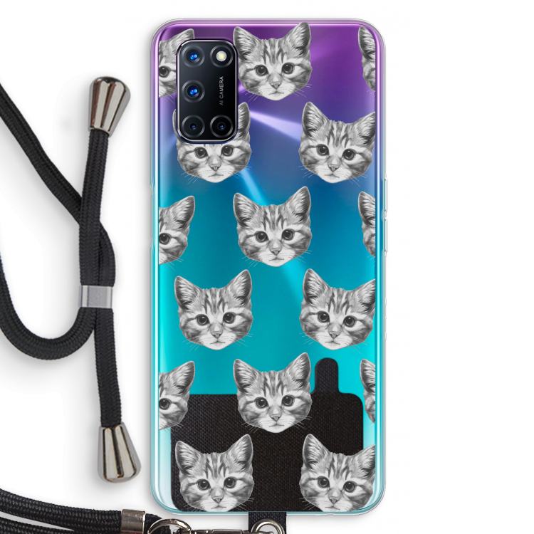Kitten: Oppo A92 Transparant Hoesje met koord