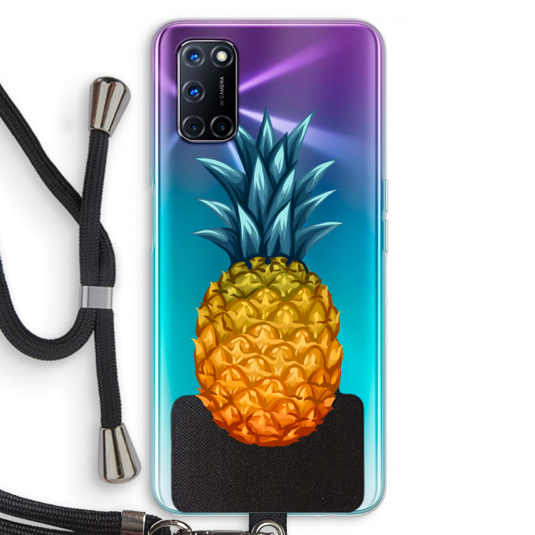 Grote ananas: Oppo A92 Transparant Hoesje met koord