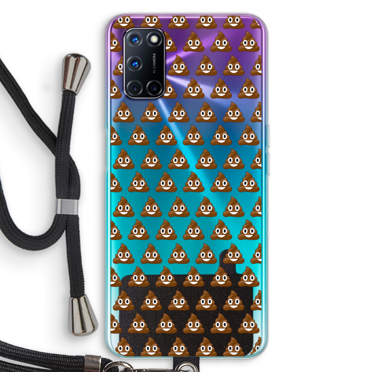 Poop emoji: Oppo A92 Transparant Hoesje met koord